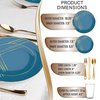 Smarty Had A Party Blue with Gold Brushstroke Round Disposable Plastic Wedding Value Set, 360PK 910BLGVS60